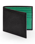 RFID wallet, black with emerald, front