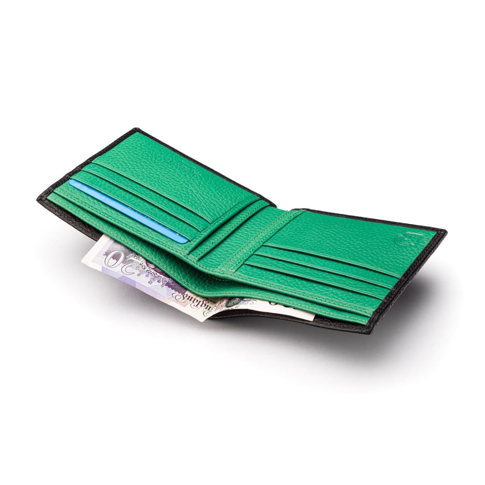 RFID wallet, black with emerald, interior