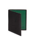 RFID leather wallet with 4 CC, black with green, front