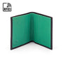 RFID leather wallet with 4 CC, black with green, open