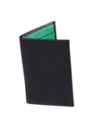 Black With Green Slim Leather Six Credit Card Case