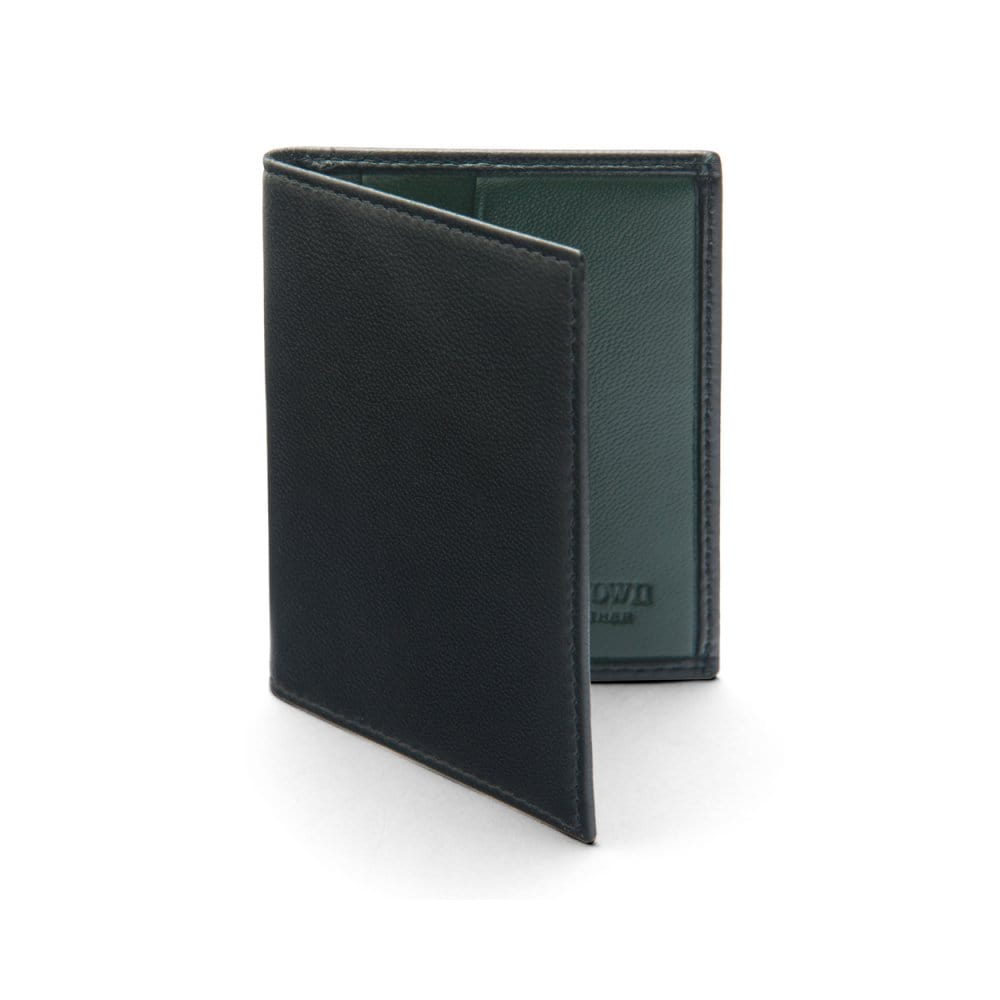RFID leather credit card holder, soft green, front