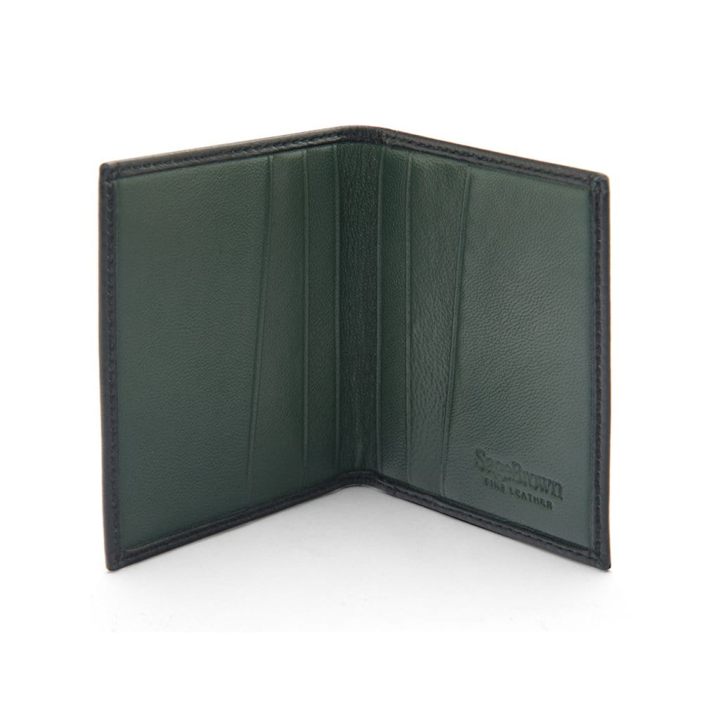 RFID leather credit card holder, soft green inside