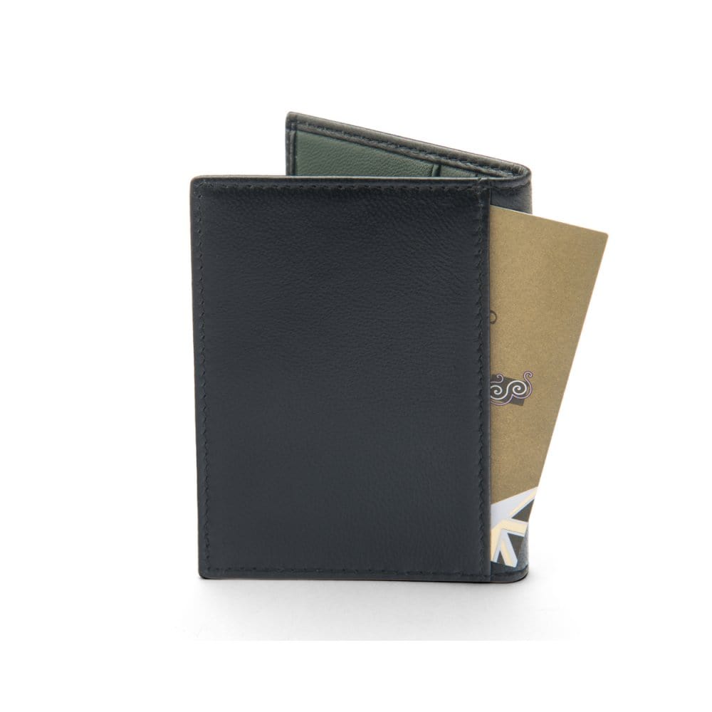 RFID leather credit card holder, soft green, back