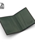 RFID leather credit card holder, soft green, open view