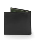 Soft leather wallet with RFID blocking, black with green, back 