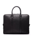 15" leather laptop bag, black, front