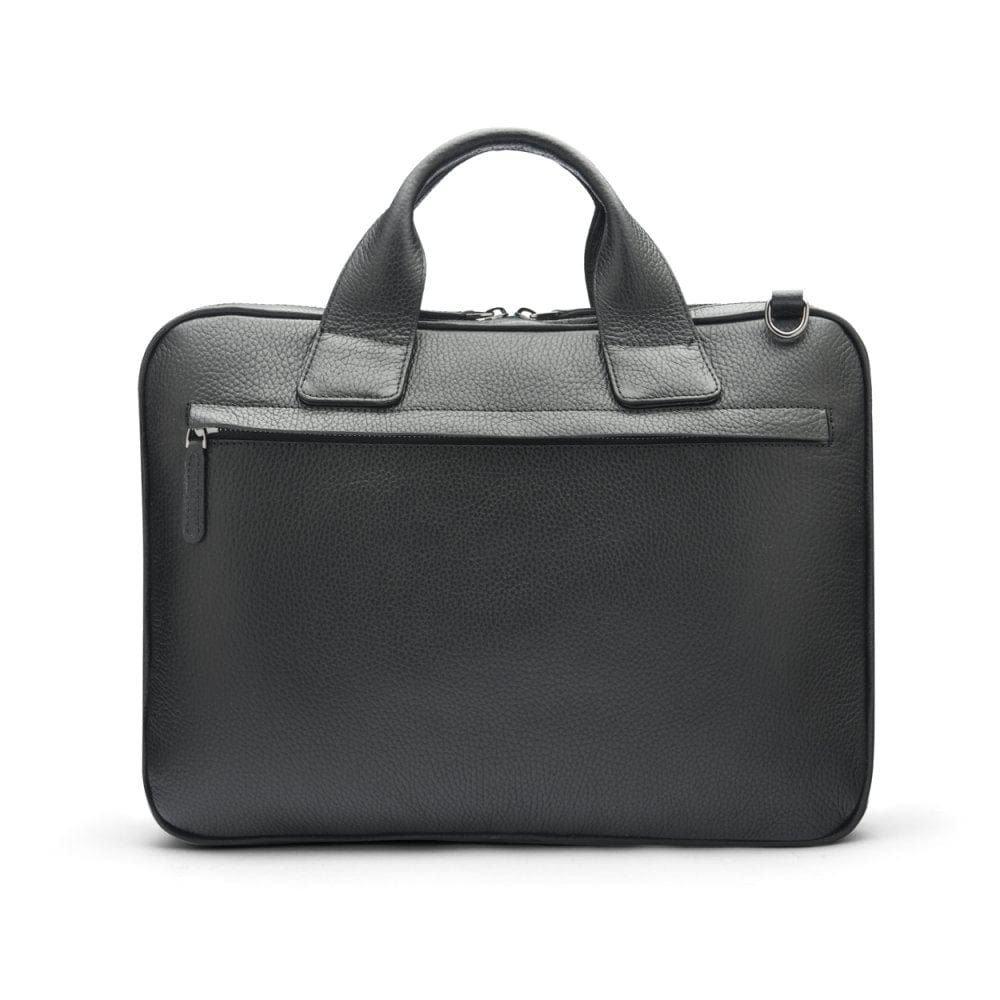 Leather 13" laptop briefcase, black, back