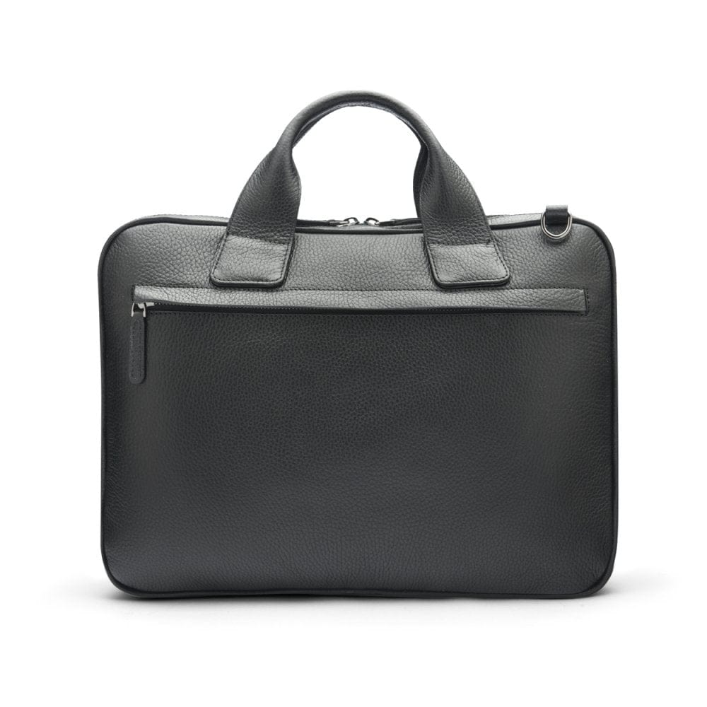 Leather 13&quot; laptop briefcase, black, back