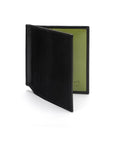 Black With Lime Compact Leather Money Clip Wallet