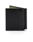 Black With Lime Compact Leather Money Clip Wallet