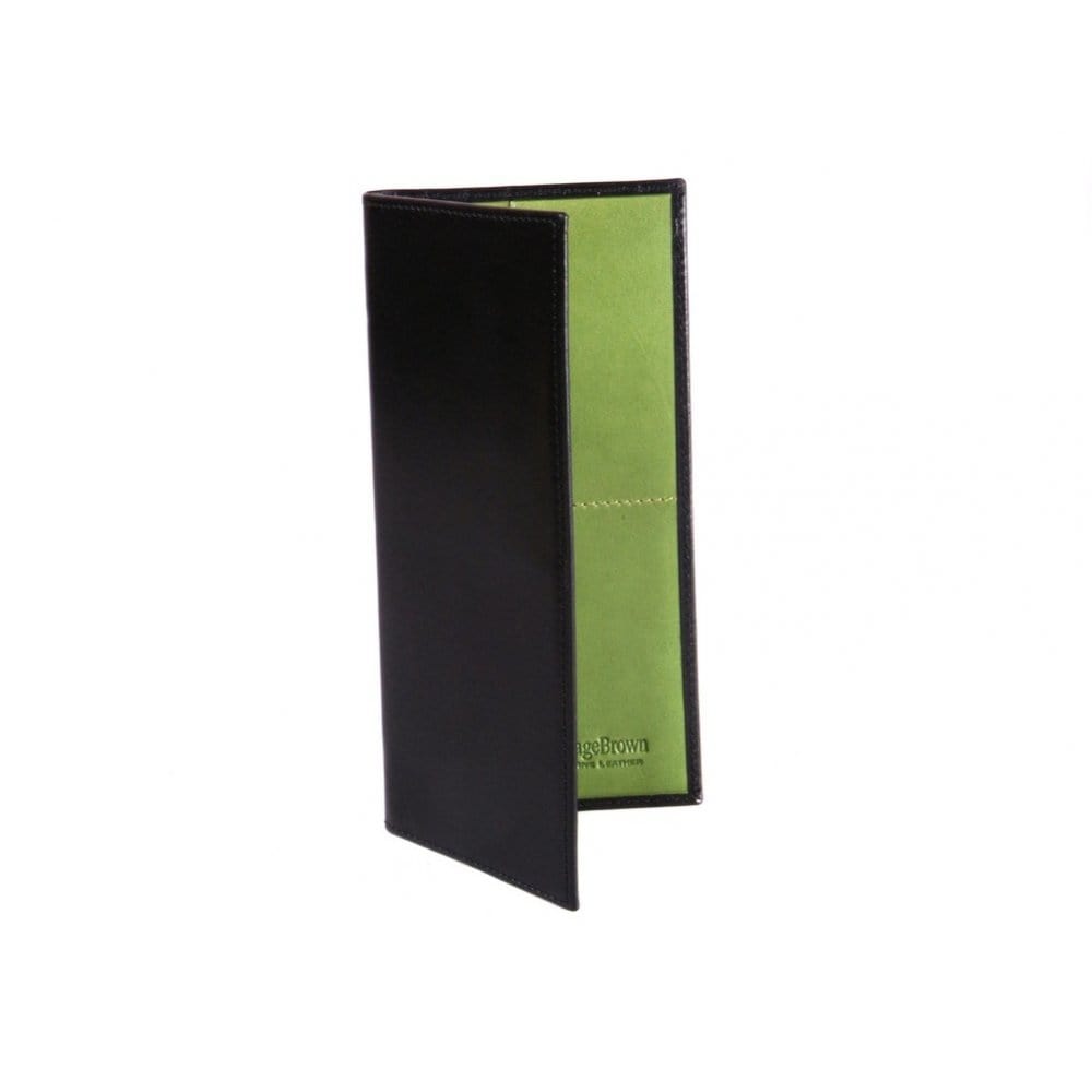 Black With Lime Slim Leather Tall Top Pocket Wallet With 12 CC