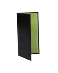 Black With Lime Slim Leather Tall Top Pocket Wallet With 12 CC