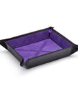 Leather valet tray, black with purple