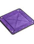 Leather valet tray, black with purple, flat