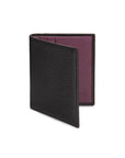 RFID leather wallet with 4 CC, black with purple, front