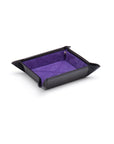 Small leather valet tray, black with purple, front