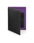 Black With Purple Bi-Fold Soft Leather Credit Card Case with RFID Protection