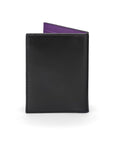 Black With Purple Bi-Fold Soft Leather Credit Card Case with RFID Protection