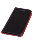 iPhone 8 plus leather case, black with red, front