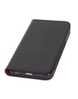 iPhone XS Max wallet case, black with red, front