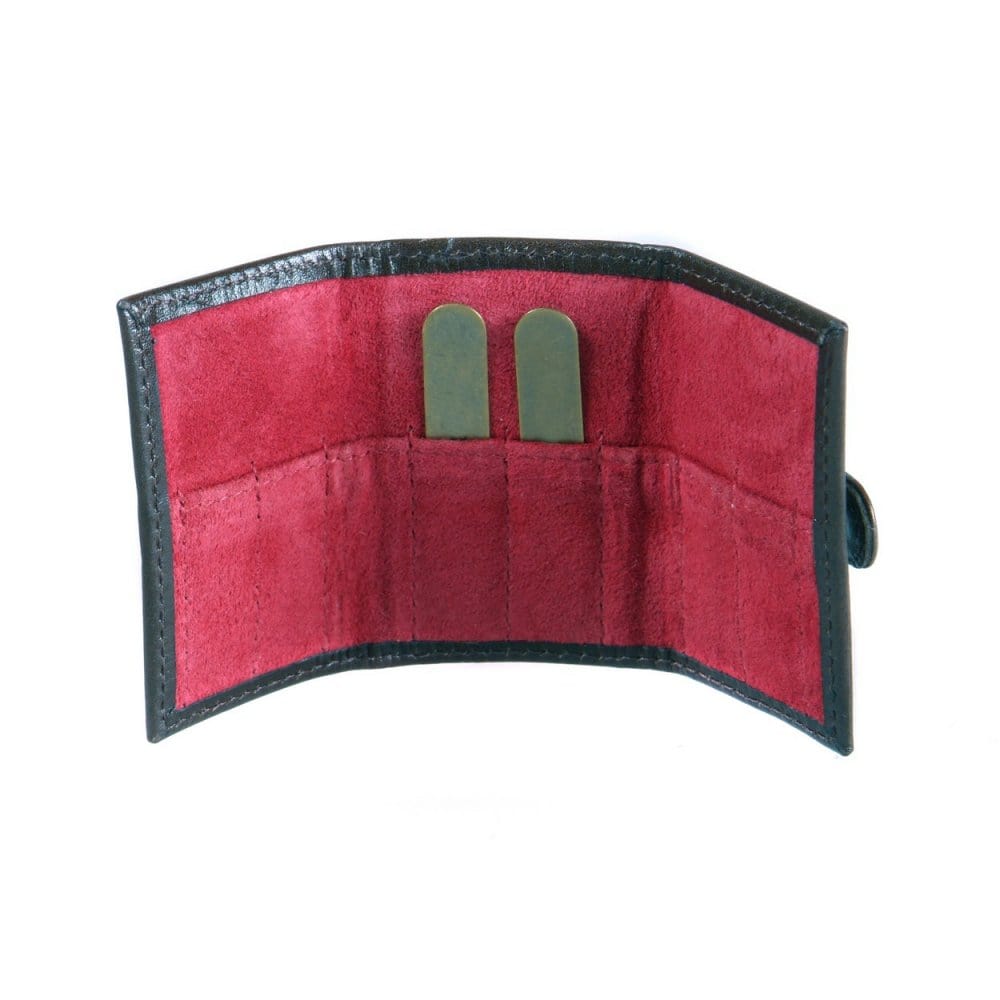 Black With Red Leather Collar Bone Wallet