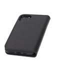 Leather iPhone 11 Pro wallet case , black with red, back