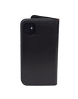 Leather iPhone 11 wallet case , black with red, back