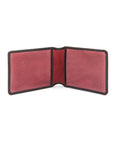 Leather Oyster card holder, black with red, open