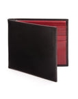 RFID leather wallet for men, black with red, front