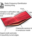 RFID leather wallet for men, black with red, features