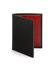 Leather wallet with 9 CC and ID, black with red, front