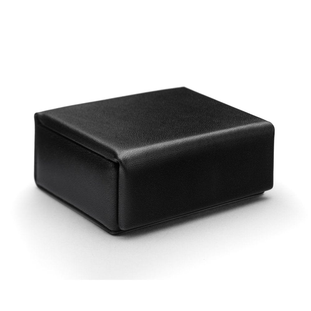 Mini leather accessory box, black with red, front