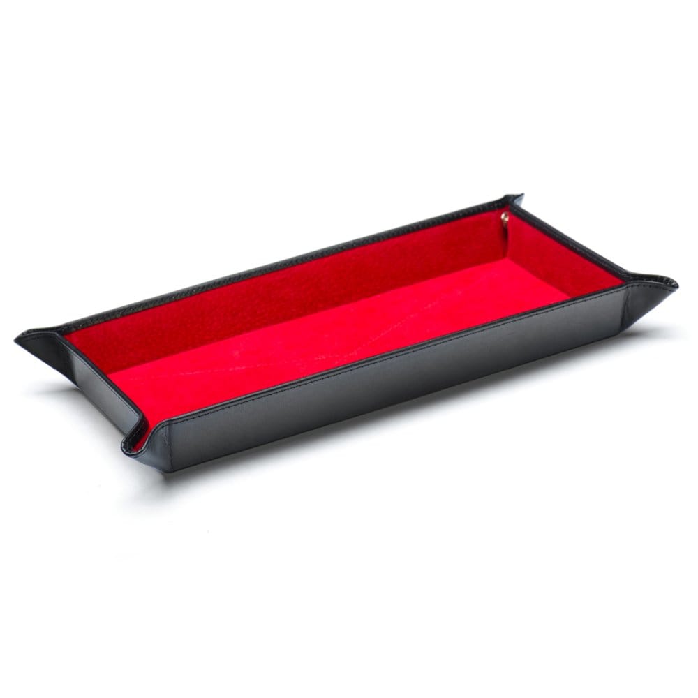 Rectangular valet tray, black with red