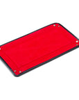 Rectangular valet tray, black with red, flat