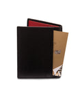 RFID leather wallet with 4 CC, black with red, back