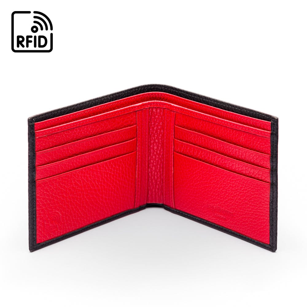 RFID wallet, black with red, open