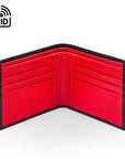 RFID wallet, black with red, open