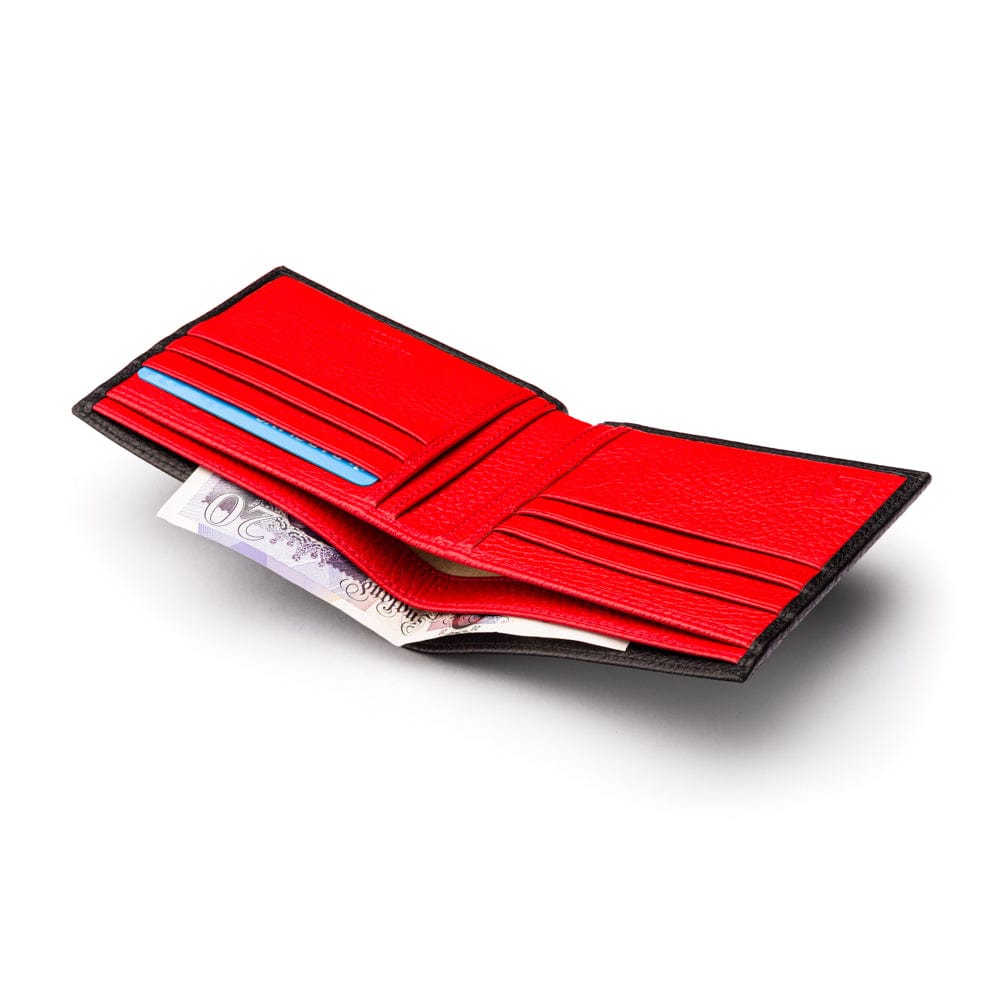 RFID wallet, black with red, interior