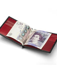 Black With Red Compact Leather Wallet With Money Clip