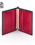 Clip wallet for men, black with red, inside view