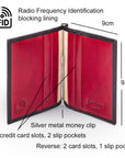 Clip wallet for men, black with red, features