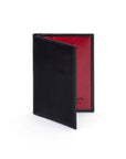 RFID leather credit card wallet, black with red, front