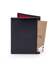 RFID leather credit card wallet, black with red, back