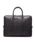 15" leather laptop bag, black pebble grain, front