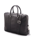 15" leather laptop bag, black pebble grain, side