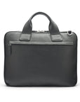 Leather 13" laptop briefcase, black pebble grain, back