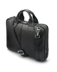 Leather 13" laptop briefcase, black pebble grain, side