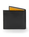 Soft leather wallet with RFID blocking, black with yellow, back