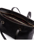 Women's leather 13" laptop workbag, black saffiano, open